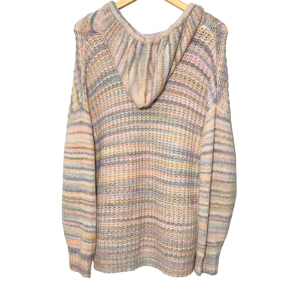 AERIE Street Comfy Oversized Chunky Knit Wool Blend Sweater Hoodie Medium - Picture 8 of 11